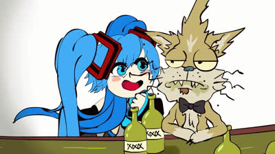 hatsune miku and squanchy - vocaloid x rick morty